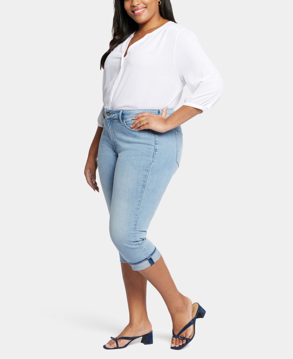 Nydj Plus Size Marilyn Crop Cuff Denim Jeans In After Glow