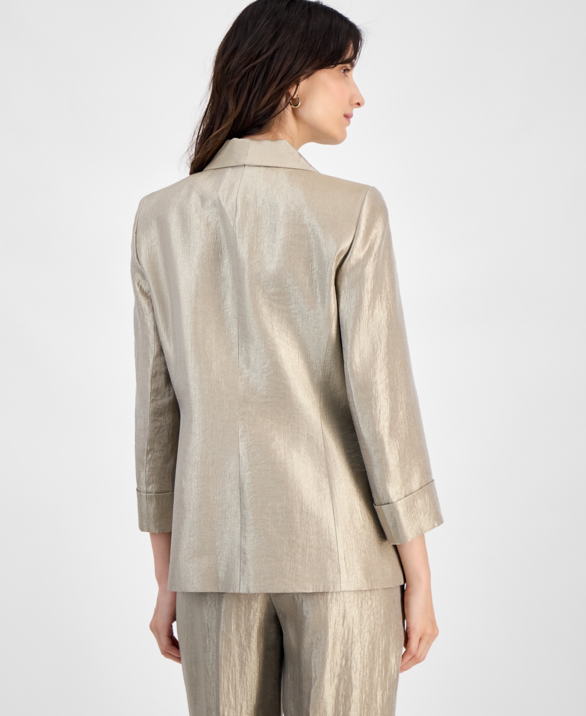 Kasper Women's Shimmer Twill Shawl-collar Open-front Topper