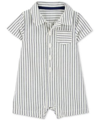 Baby Boys Striped One-Piece Polo Romper