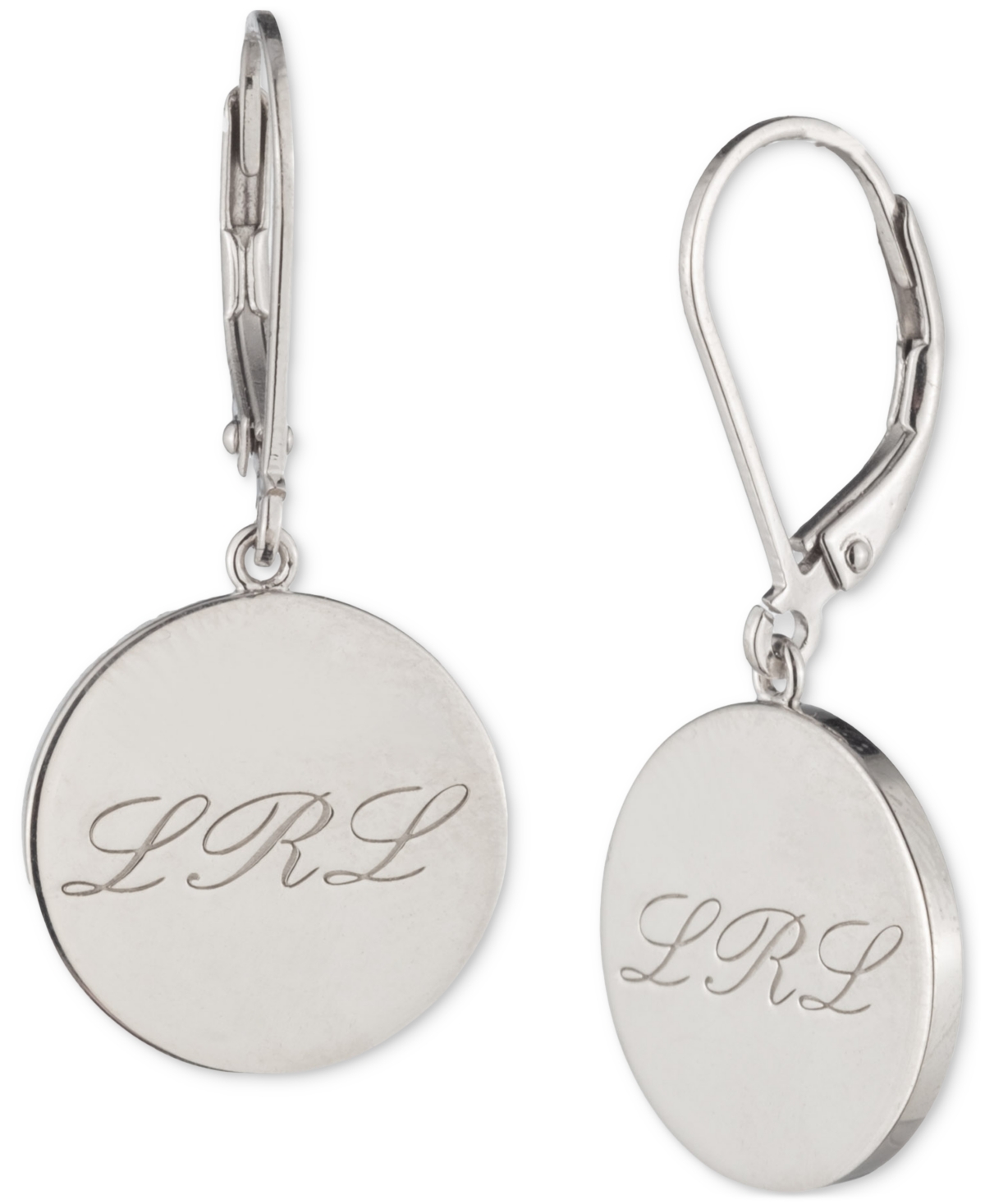 Ralph Lauren Sterling Silver Logo Script Drop Earrings