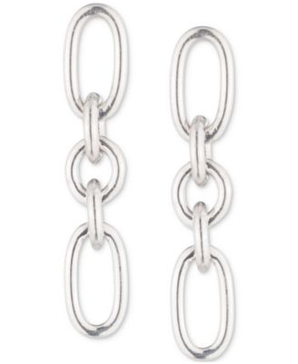 Sterling Silver Link Linear Drop Earrings