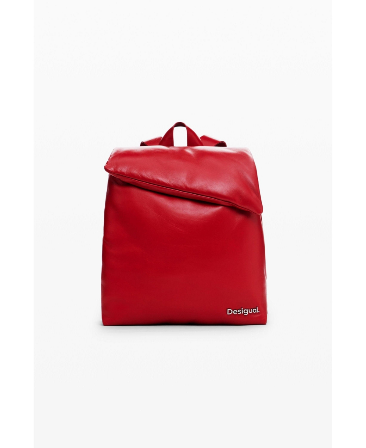 Women's Medium padded 100% leather backpack - Red