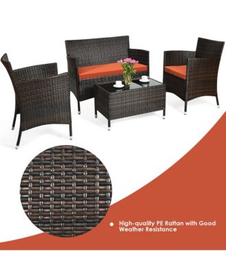 Set of 8 Outdoor Patio Rattan Conversation Furniture Set w/ Cushion Table