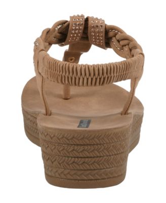 Women's Ivana Embellished T Strap Wedge Sandals