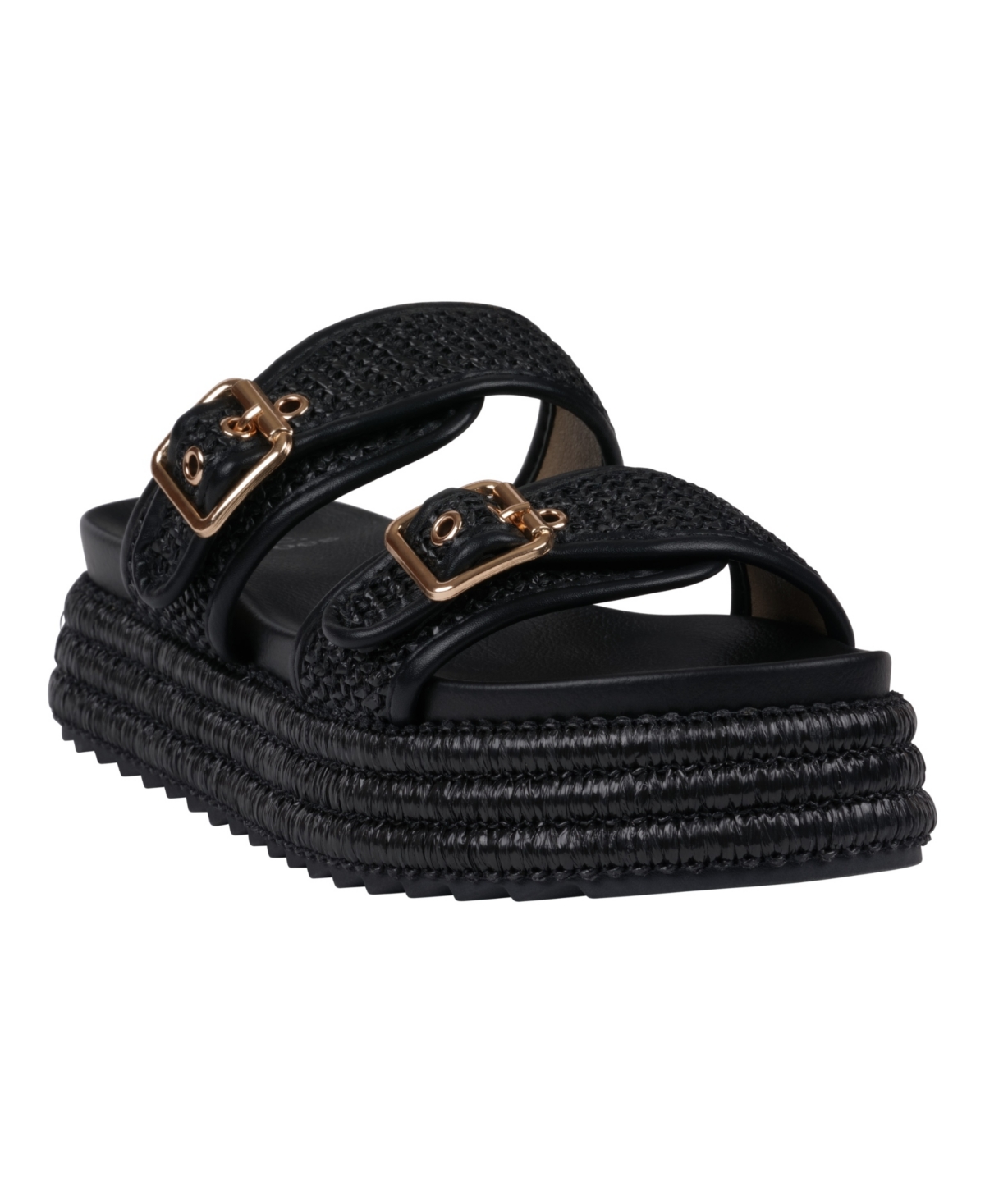 Gc Shoes Lorena Raffia Platform Slide Sandal In Black
