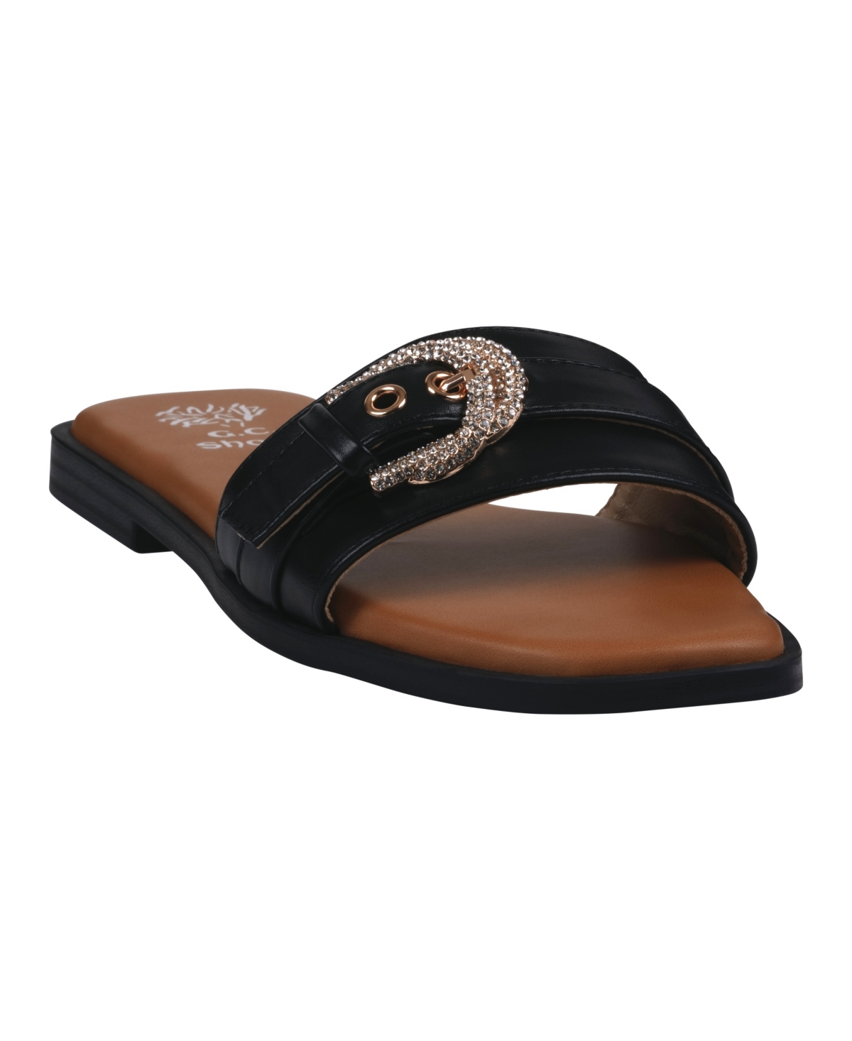Gc Shoes Women's Kenna Embellished Buckle Flat Sandals In Black