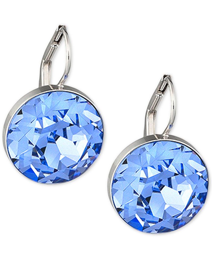 Swarovski Silver Tone Blue Crystal Drop Earrings Macys 7168