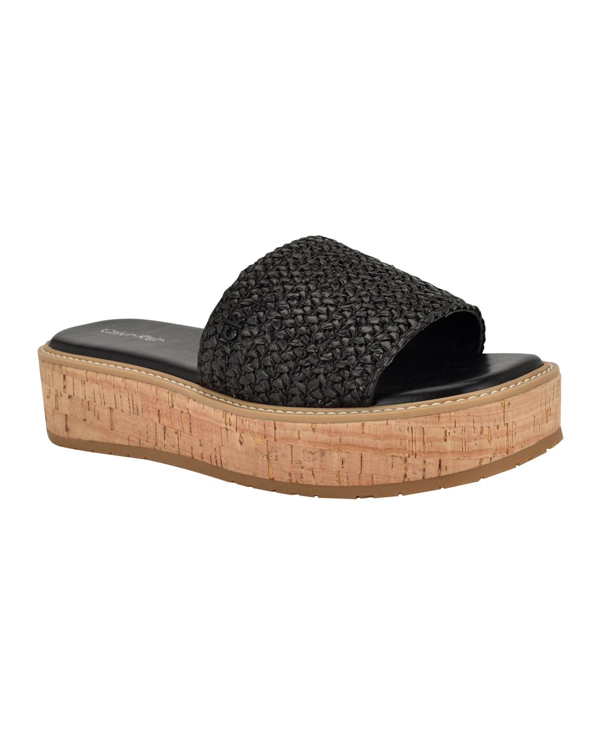 Calvin Klein Arzelia Platform Sandal In Black Woven