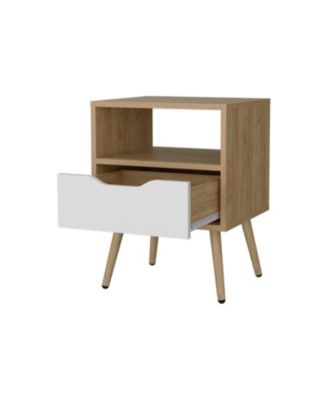 Prescott Valley Nightstand with Open Storage, Natural Oak and White