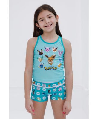 Girls Eevee Racerback UPF 50+ Tankini Top and Swim Shorts Outfit Set
