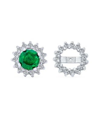 CZ Halo Earring Jackets Enhancer for Studs Gold Plated Sterling Silver