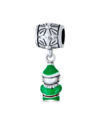Christmas Charm Bead Santa Helper Elf Enamel European Bracelet Sterling Silver