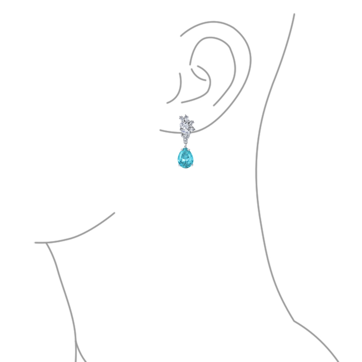 Bling Jewelry Cubic Zirconia Cz Statement Dangle Leaf Teardrop Formal Chandelier Clip On Earrings Silver Plated