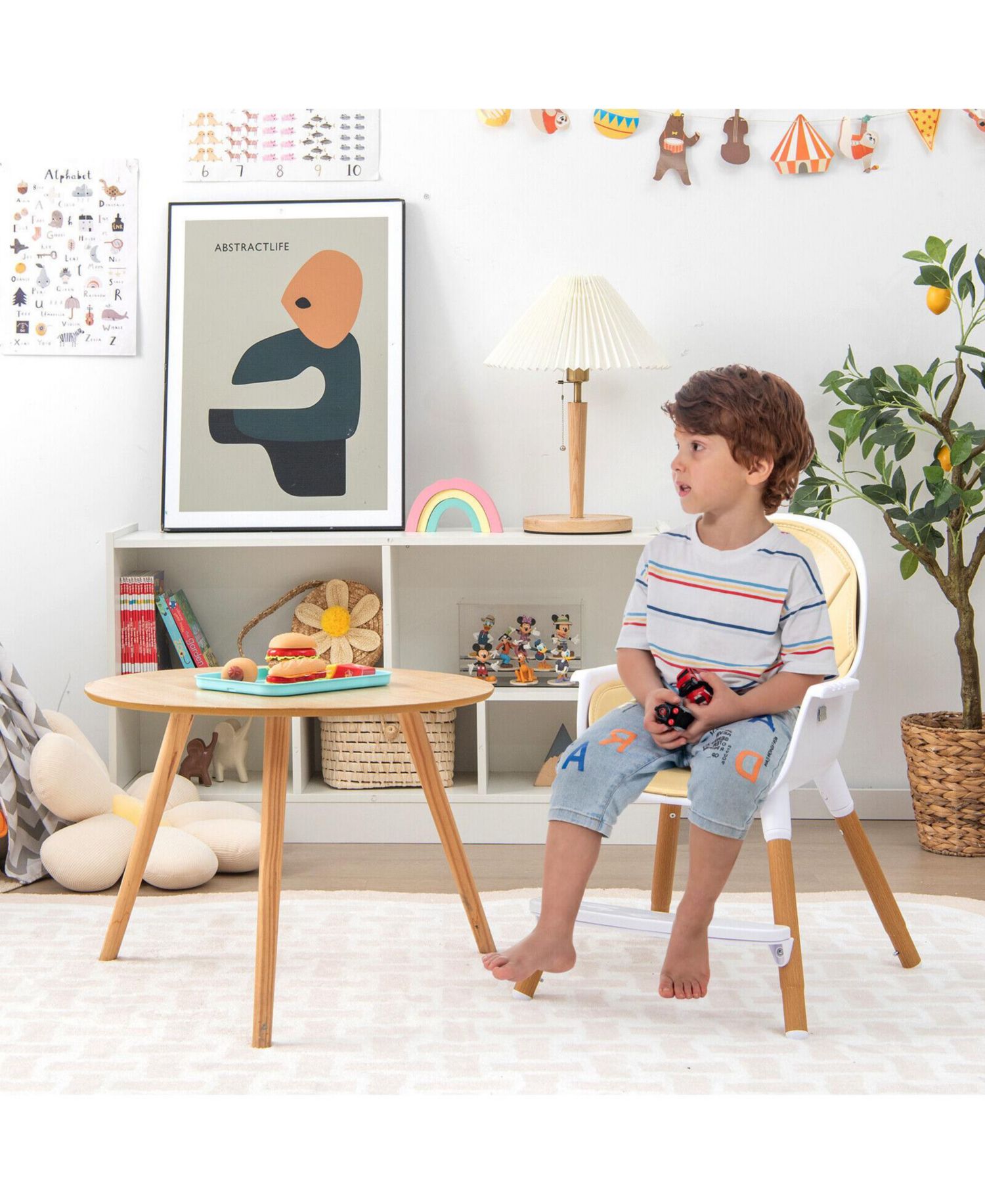 Kids 4-in-1 Convertible High Chair Feeding Chair with Adjustable Tray