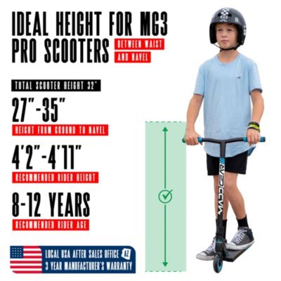 Pro Stunt Scooter for Kids Ages 8 - 12 – Lightweight Durable Trick Scooter for Skatepark and Street – MG3 - Blue