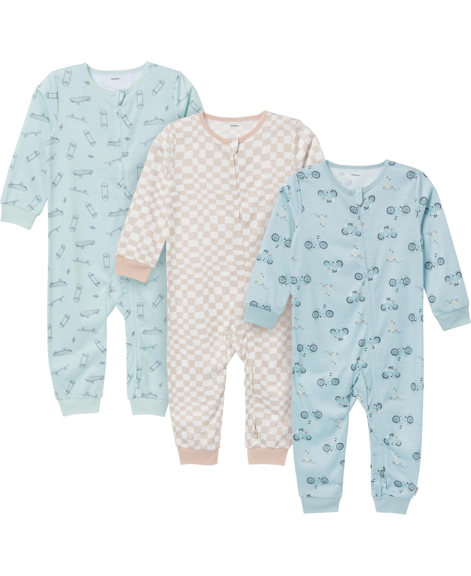 Baby Boys Footless Pajamas with Reverse Zipper, 3-Pack