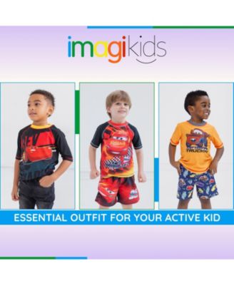 Little Boys Disney Pixar Lightning McQueen Rash Guard and Swim Trunks Outfit Set