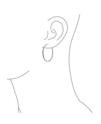 Pink White Black Cubic Zirconia Pave CZ Thin Inside Out Large Big Hoop Earrings Silver Rose Gold Plated 1.75 Inch Diameter