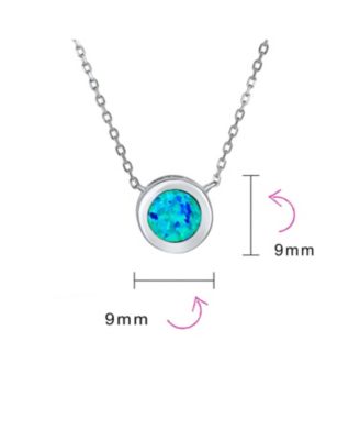 Classic Round 1CT Solitaire Bezel Set Blue White Fire Orange Created Opal Pendant Station Necklace Gold Plated.925 Sterling Silver