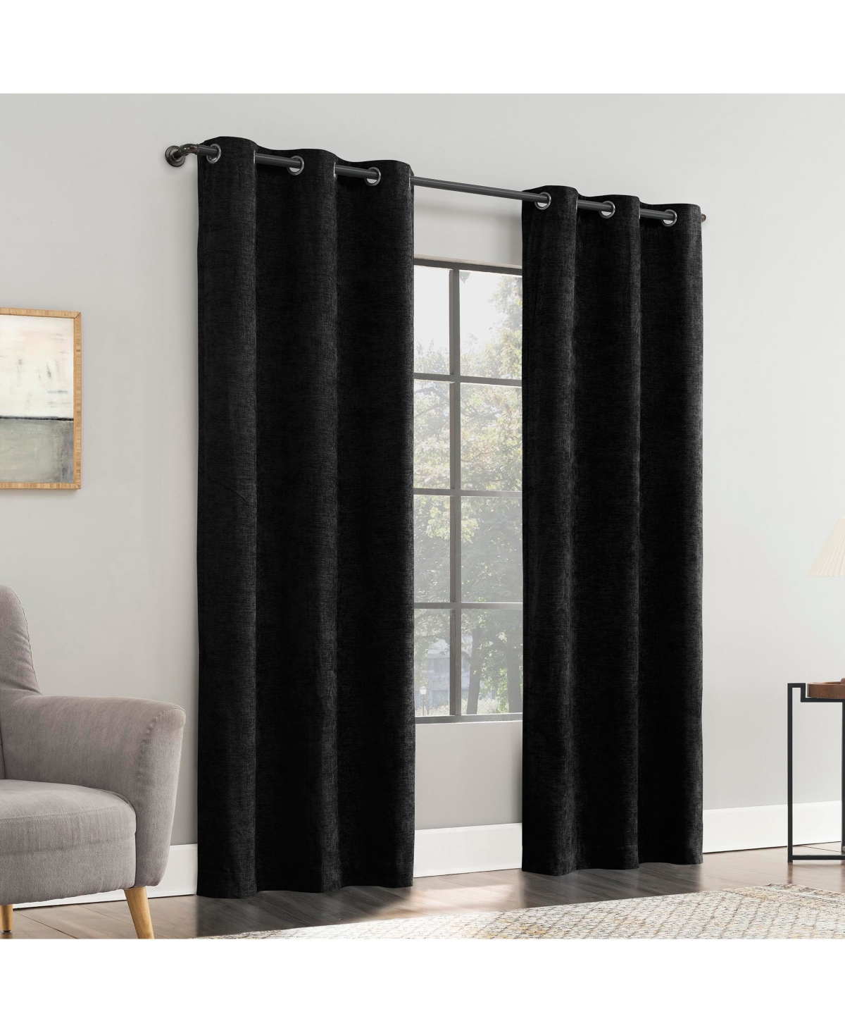 Isidora Velvet Magnetic Closure 100% Blackout Grommet Curtain Panel - Olive green