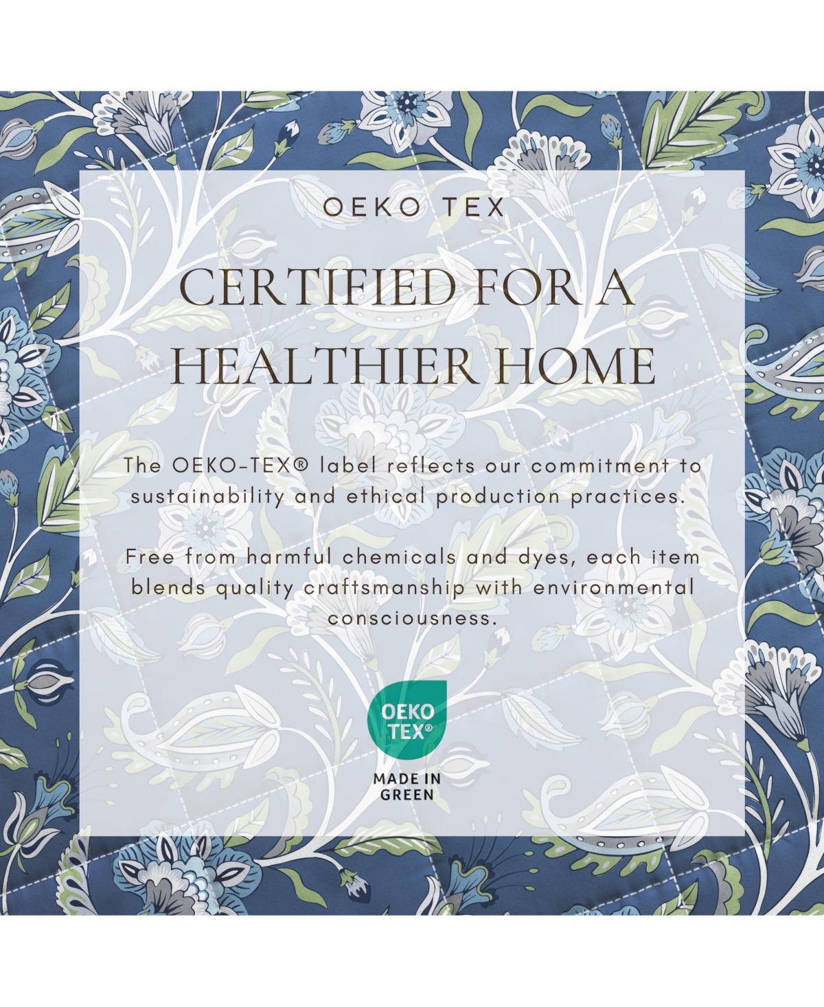 Linery & Co. Cotton Stitched Reversible Boho Floral 3 Piece Quilt and Sham Set