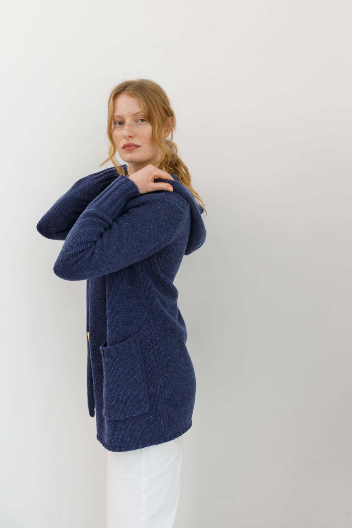 Women's Flecked Hooded Coatigan - Navy