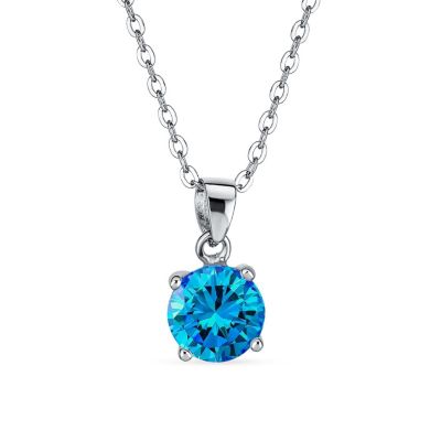 Classic 1CT Purple Amythest CZ Solitaire Pendant Necklace Sterling Silver