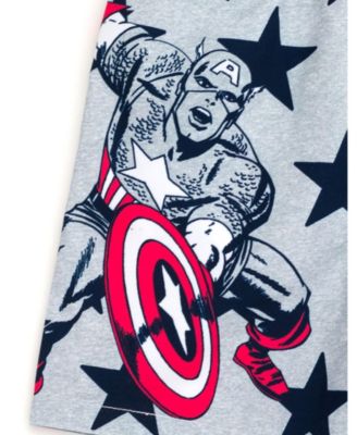 Boys Marvel Captain America UPF 50+ Rash Guard and Swim Trunks Outfit Set