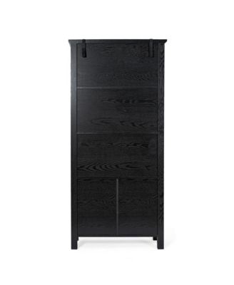 Omaha Modern Farmhouse Storage Cabinet Bookcase, Glass Doors And Open Shelves