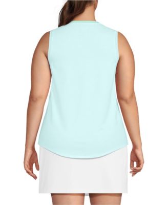 Plus Size Sleeveless Power Performance Scoop Neck Curved Hem Tunic Tank