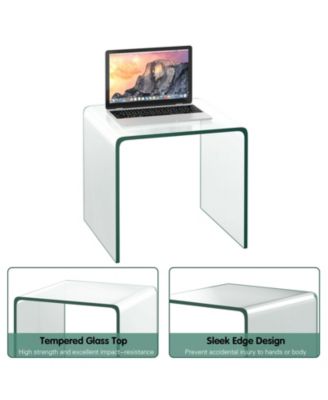 18 x 18 x 16 Inch Tempered Waterfall End Table with non-Slip Pad