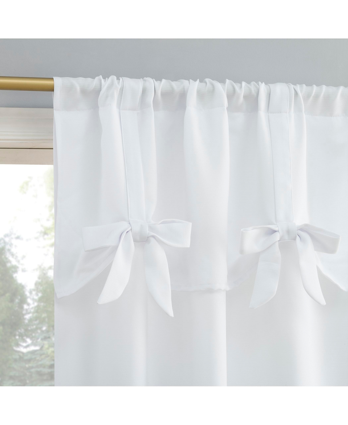 Emma Generation Bow Valance Semi-Sheer Rod Pocket Curtain Panel