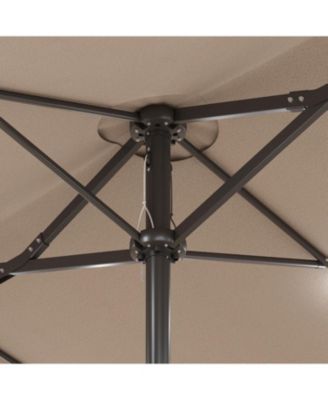 15 ft. Large Market Double Sided Umbrella Outdoor Patio Umbrella in Blue with Crank Handle, for Poolside Lawn Garden