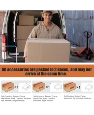 Convertible Leather Sofa Couch with Magazine Pockets 3-Seat with 2 USB Port