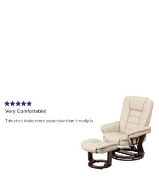 EMMA + OLIVER 2 Pc  LeatherSoft Multi-Position Recliner,   Mahogany Wood Frame  Recliner Set