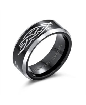 Laser Etched Catholic Religious Black Christ Thorn Titanium Band Ring Comfort Fit