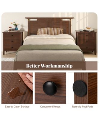 3-Drawer Nightstand with Wooden Finish for Bedroom