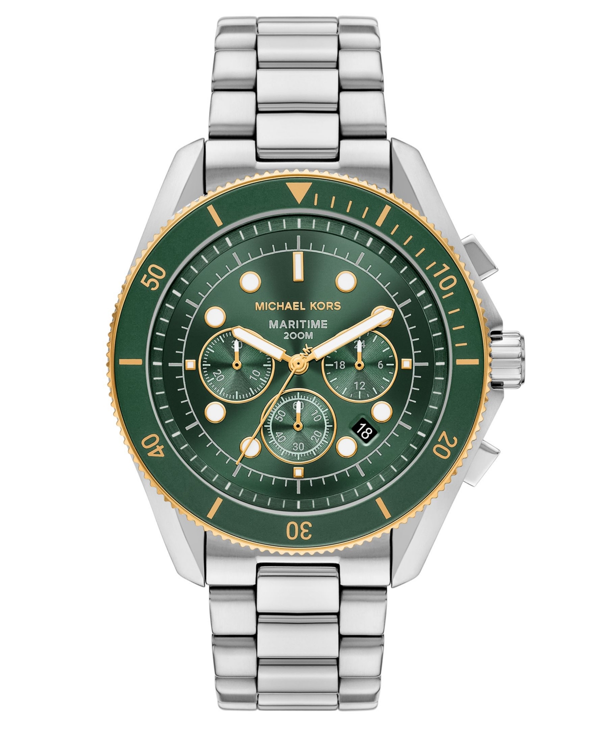 Michael Kors Men's Maritime Chronograph Silver-tone Stainless Steel Watch, 45mm