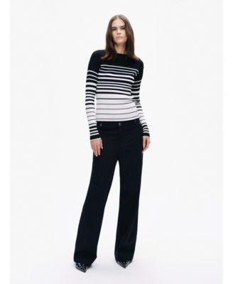 Women's Striped Crocheted Knitted Sweater