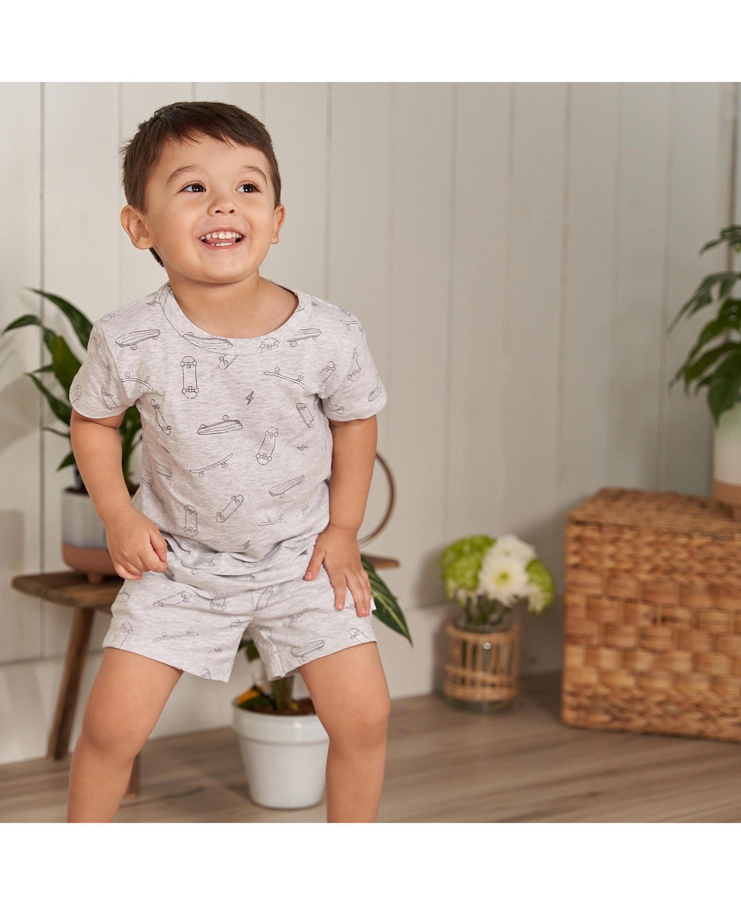 Baby Boys 2-Piece T-Shirt and Shorts Set, Heather Skateboard