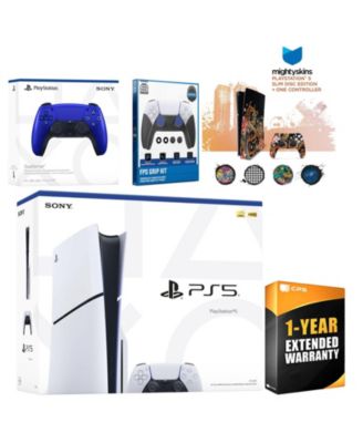 Playstation 5 Slim Disc with Extra Controller, FPS Grip Kit and MightySkins Decal Voucher + 1 Year CPS Extended Warranty