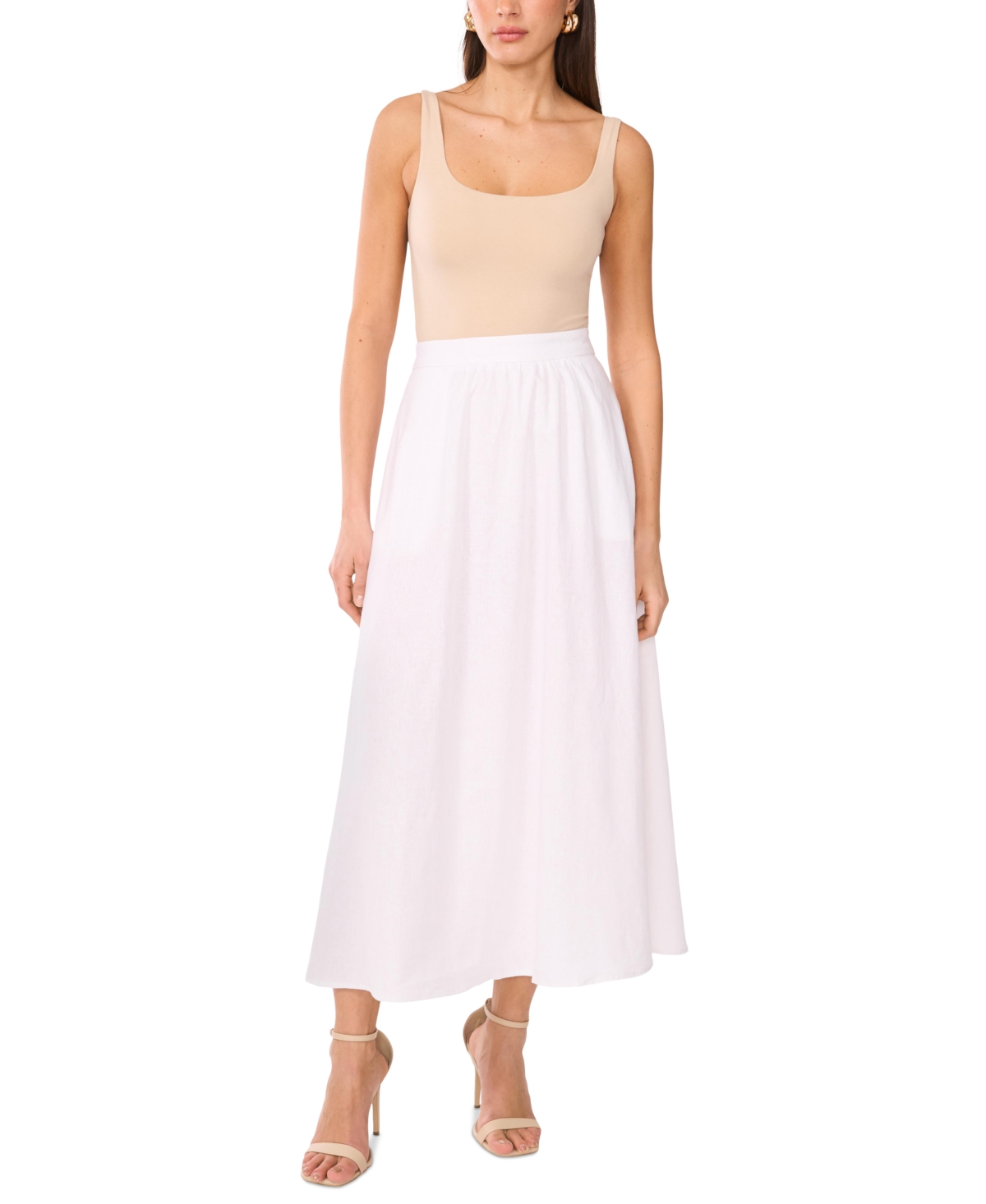 Vince Camuto Linen Blend Maxi Skirt In Ultra White