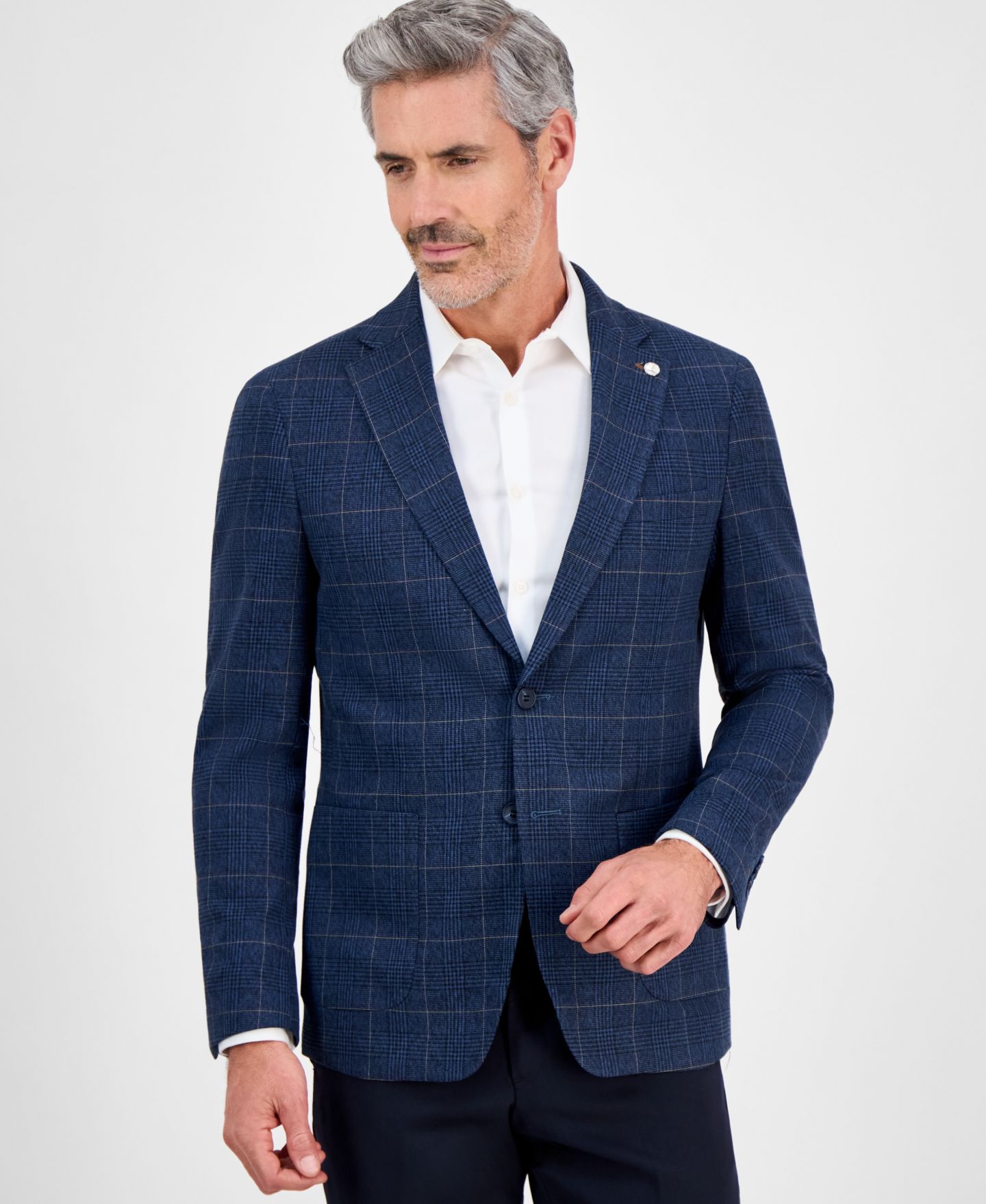 Мужской пиджак Tom Baine Slim-Fit Plaid Stretch Sport Coat, цвет: Синий — фото 1