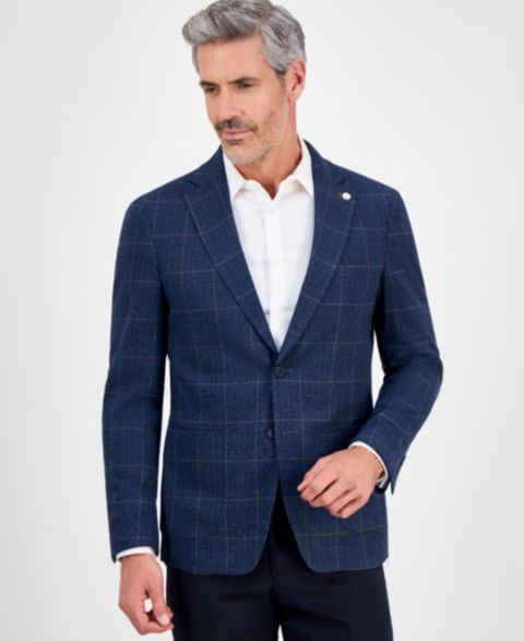 Мужской пиджак Tom Baine Slim-Fit Plaid Stretch Sport Coat, цвет: Синий