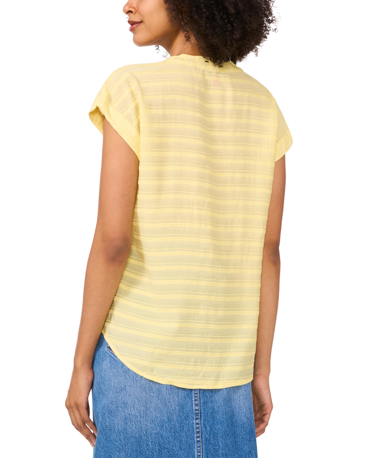 Vince Camuto Women's Textured Split-neck Cap Sleeve Top