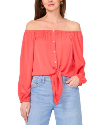 Vince Camuto - Women's Off-the-Shoulder Tie-Hem Blouse