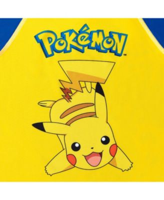 Boys Pikachu UPF 50+ Rash Guard Swim Trunks Outfit Set to