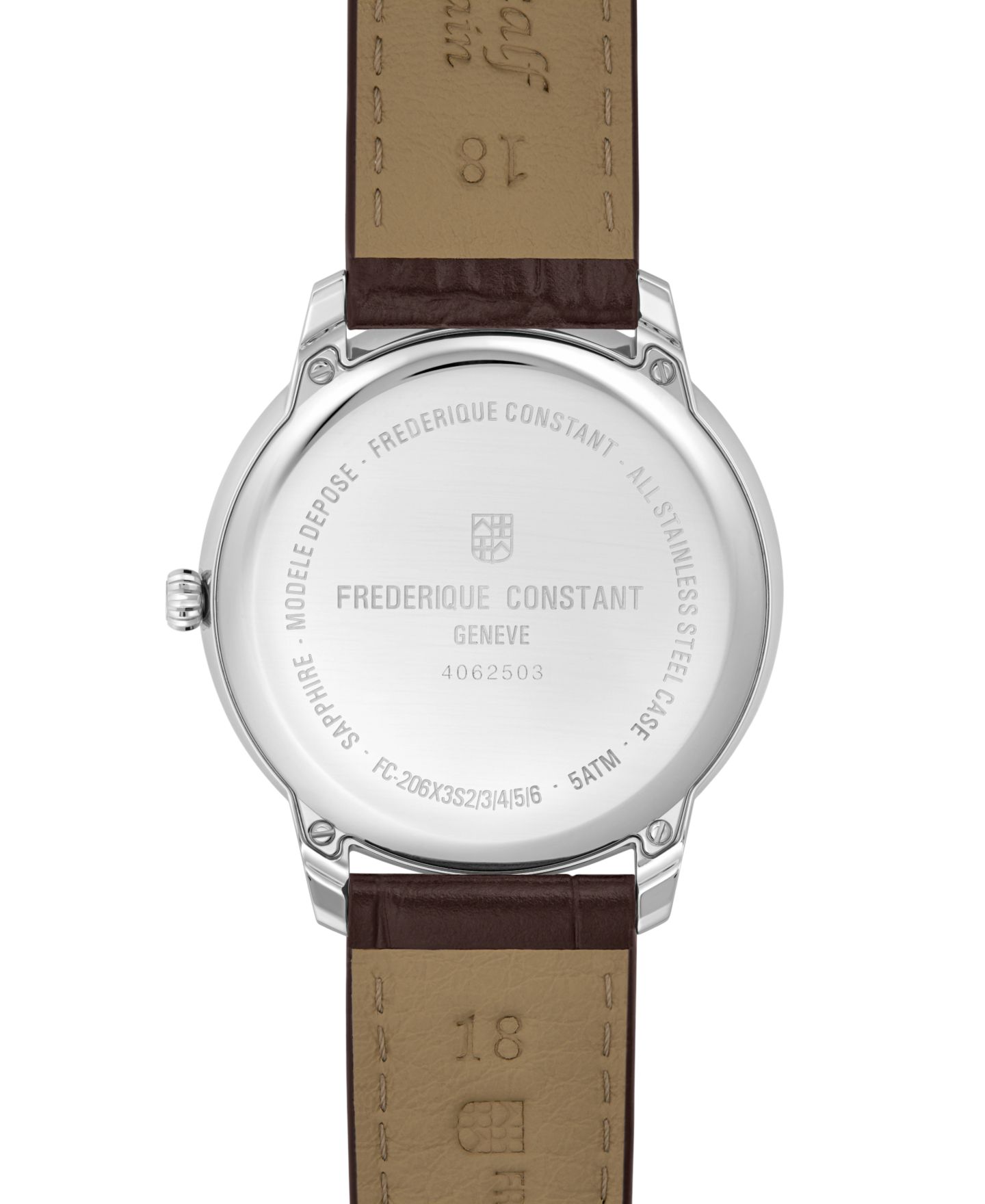 Мужские часы Frederique Constant Swiss Moneta Moonphase Brown Leather Strap Watch 37mm — фото 3