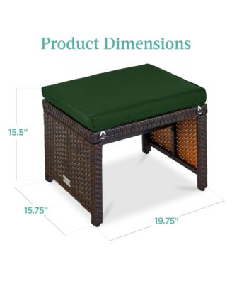 Set of 2 Multipurpose Patio Wicker Ottomans w/ Removable Cushions
