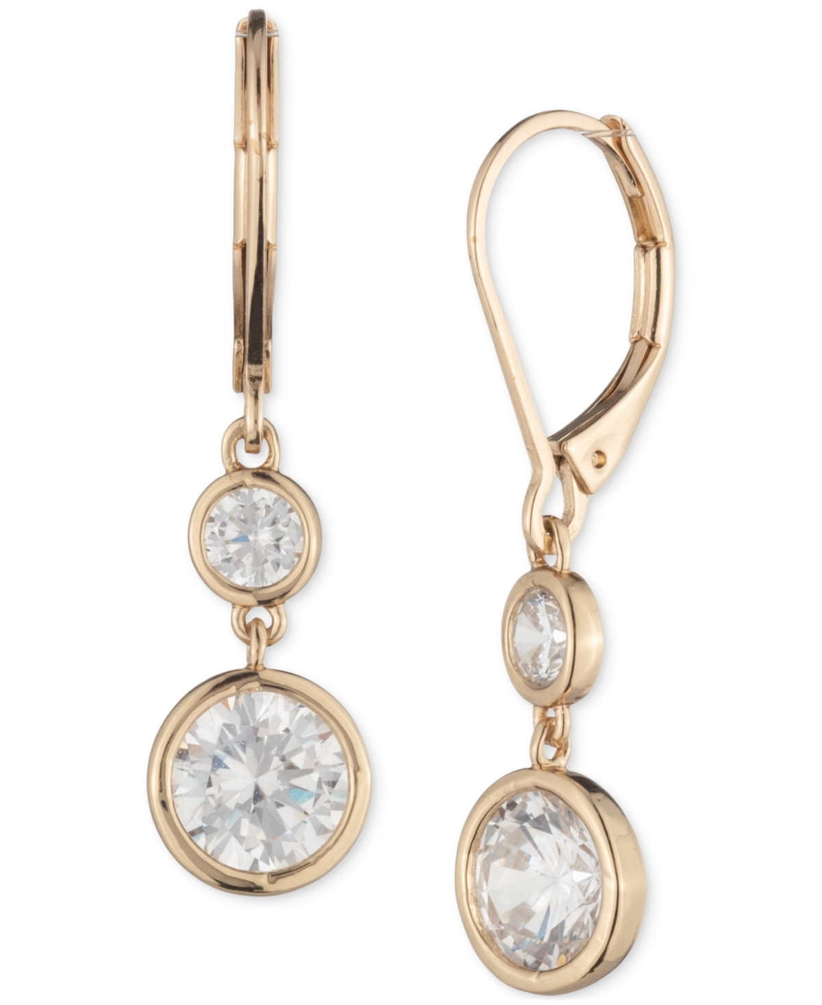 Ralph Lauren Cubic Zirconia Double Drop Earrings In Gold